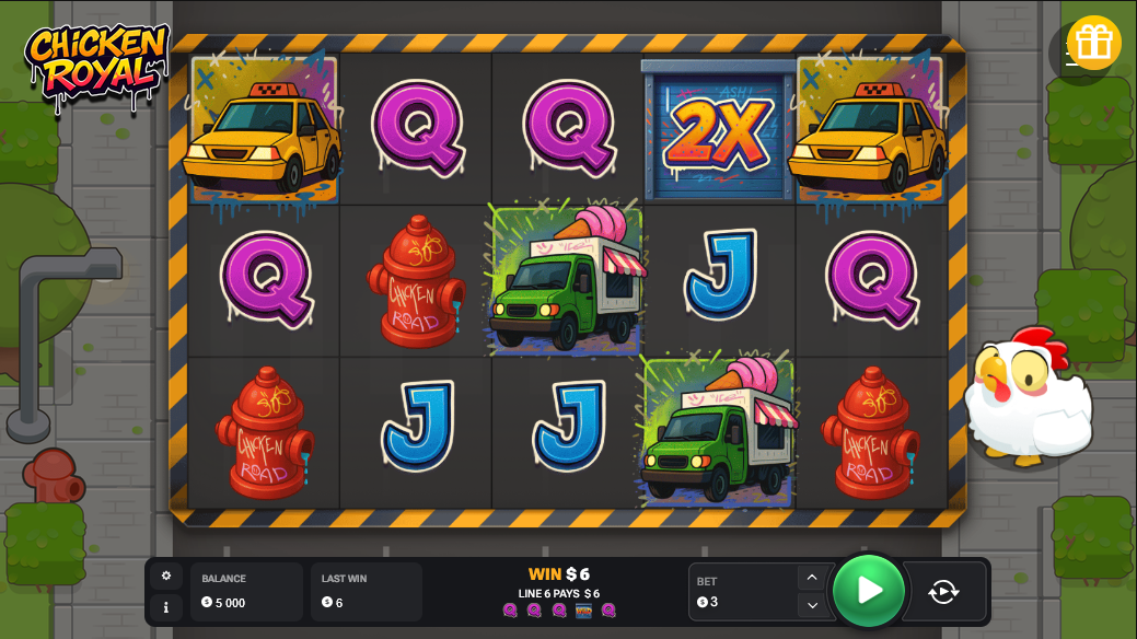 Slot Chicken Royal : Wilds et tours gratuits à l'écran de jeu